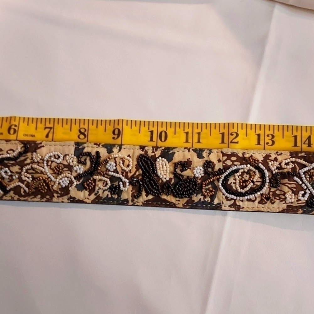 CHICO'S Western Cowgirl brown beaded faux leather belt sz M - Picture 6 of 11